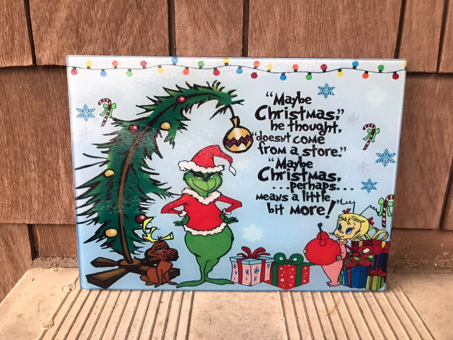 Grinch maybe Christmas cutting board