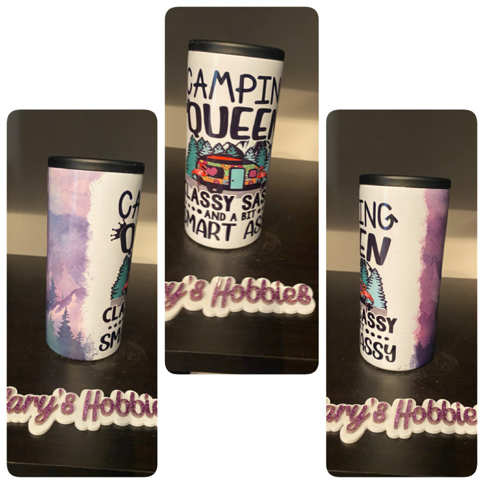 Camping queen skinny can cooler