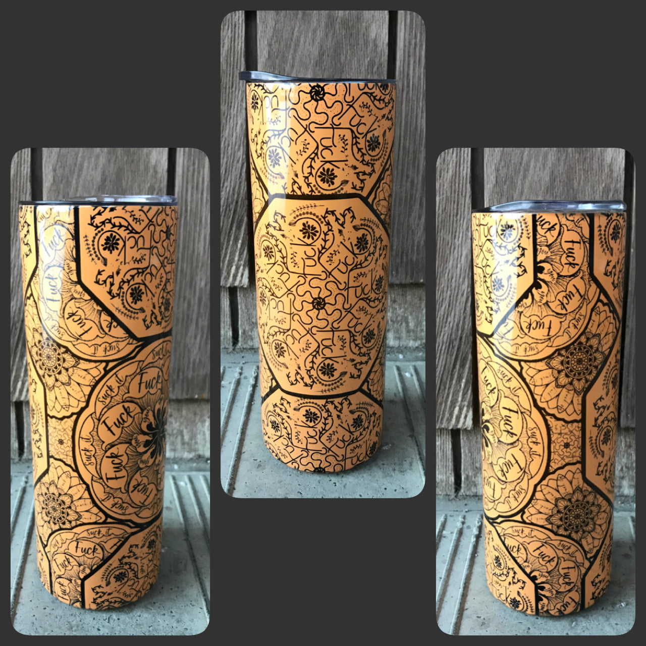 Mandala Orange (fuck) tumbler
