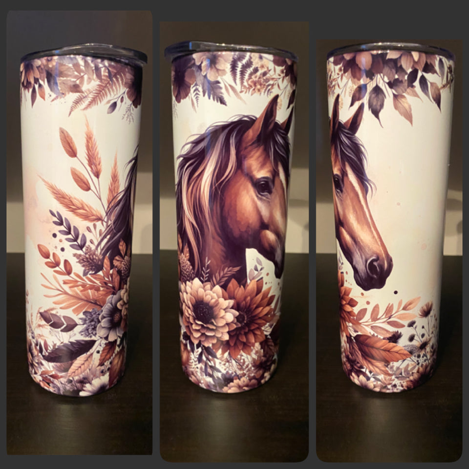 Horse Floral Tumbler
