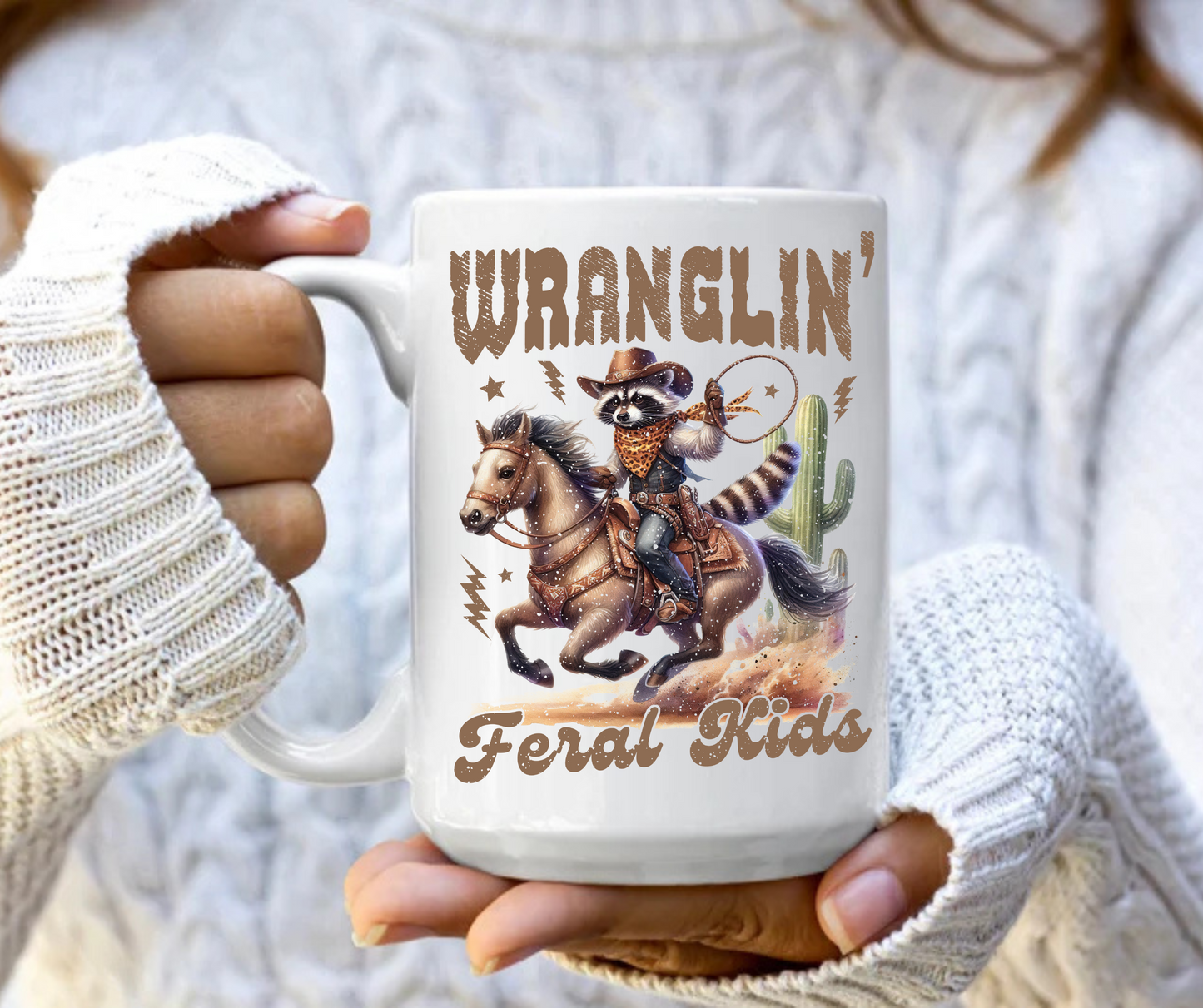 Wranglin feral kids western mug