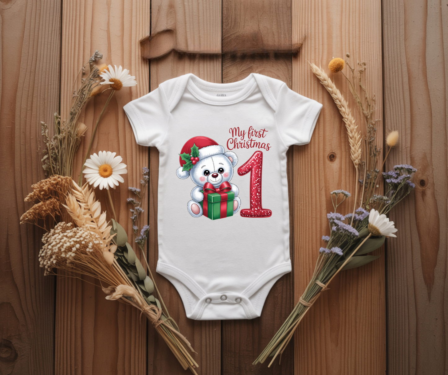 My 1st Christmas bear onesie