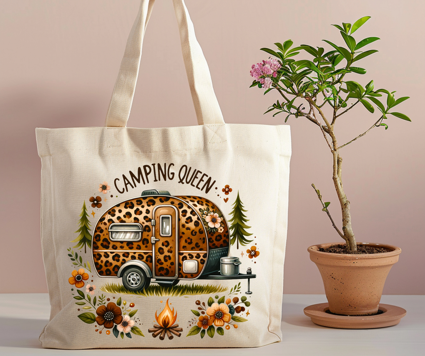 Camping Queen brown Tote Bag