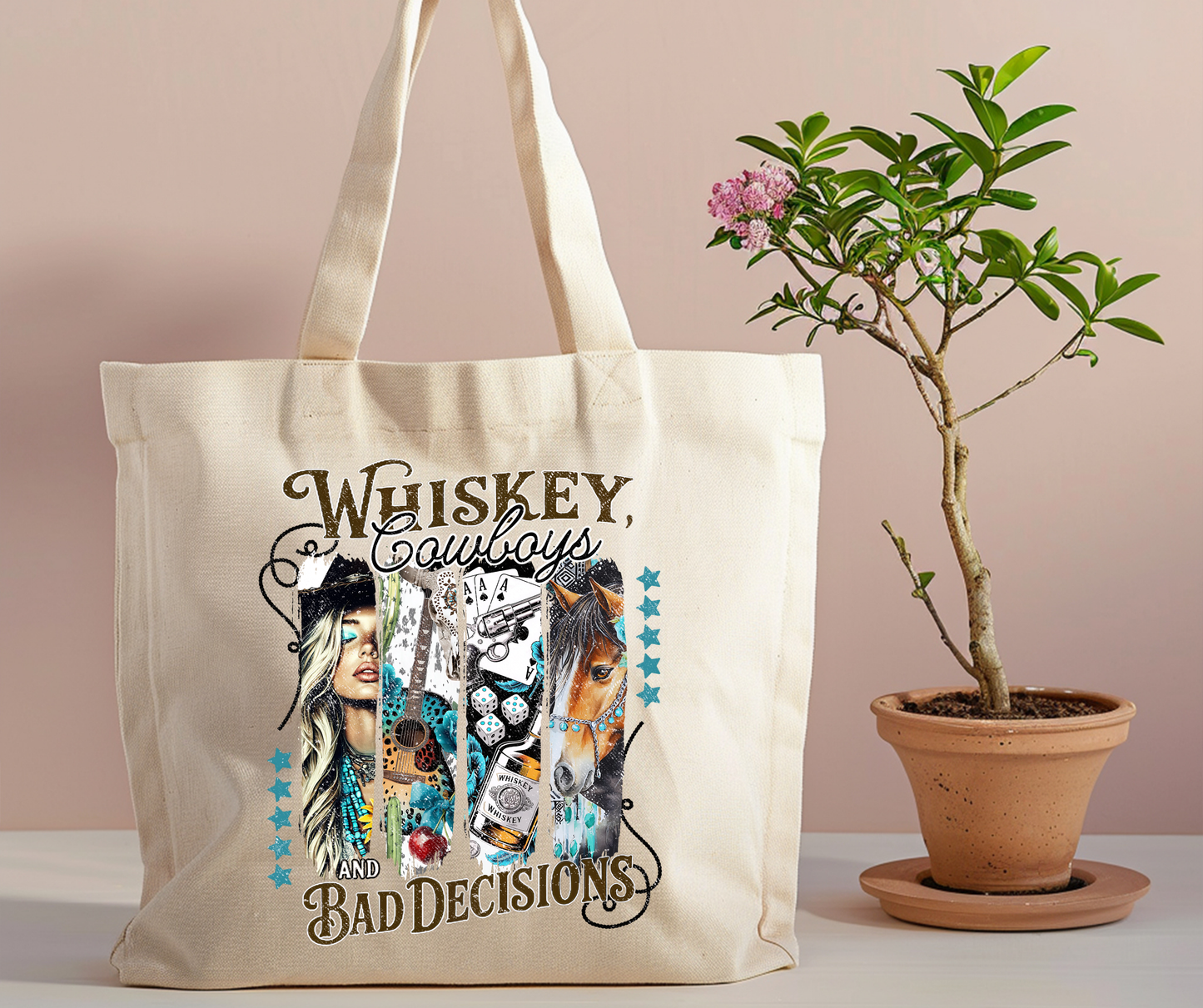 Whiskey Cowboys and bad decisions Tote Bag