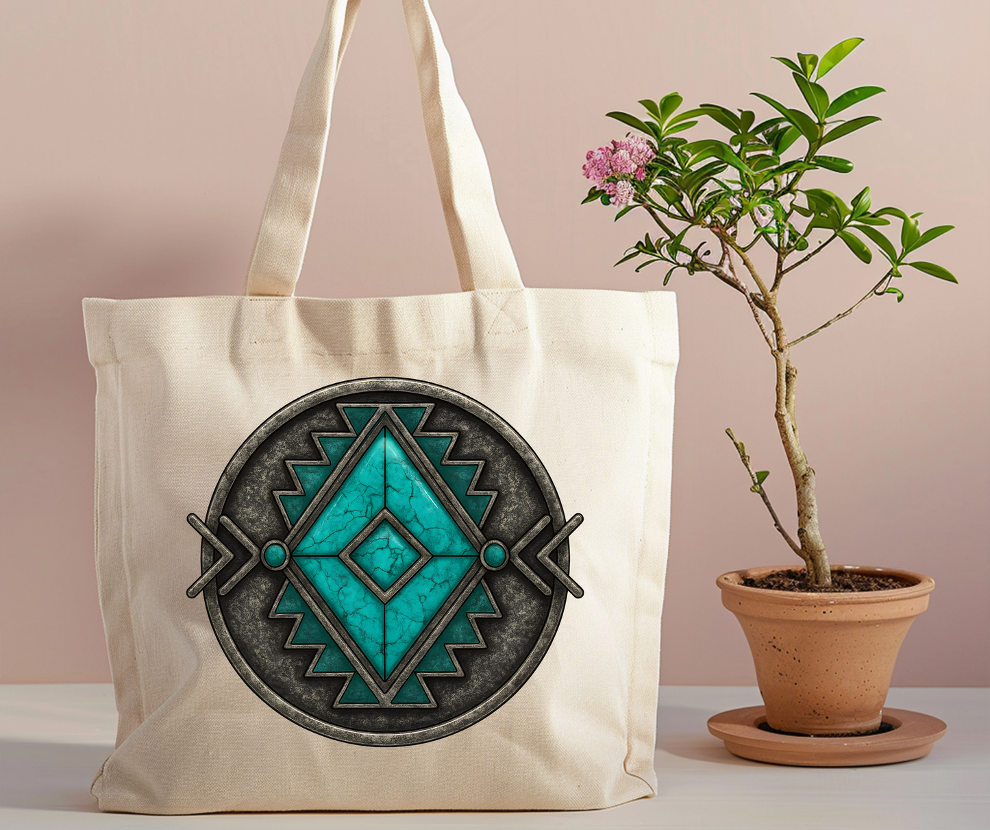Western turquoise tote bag