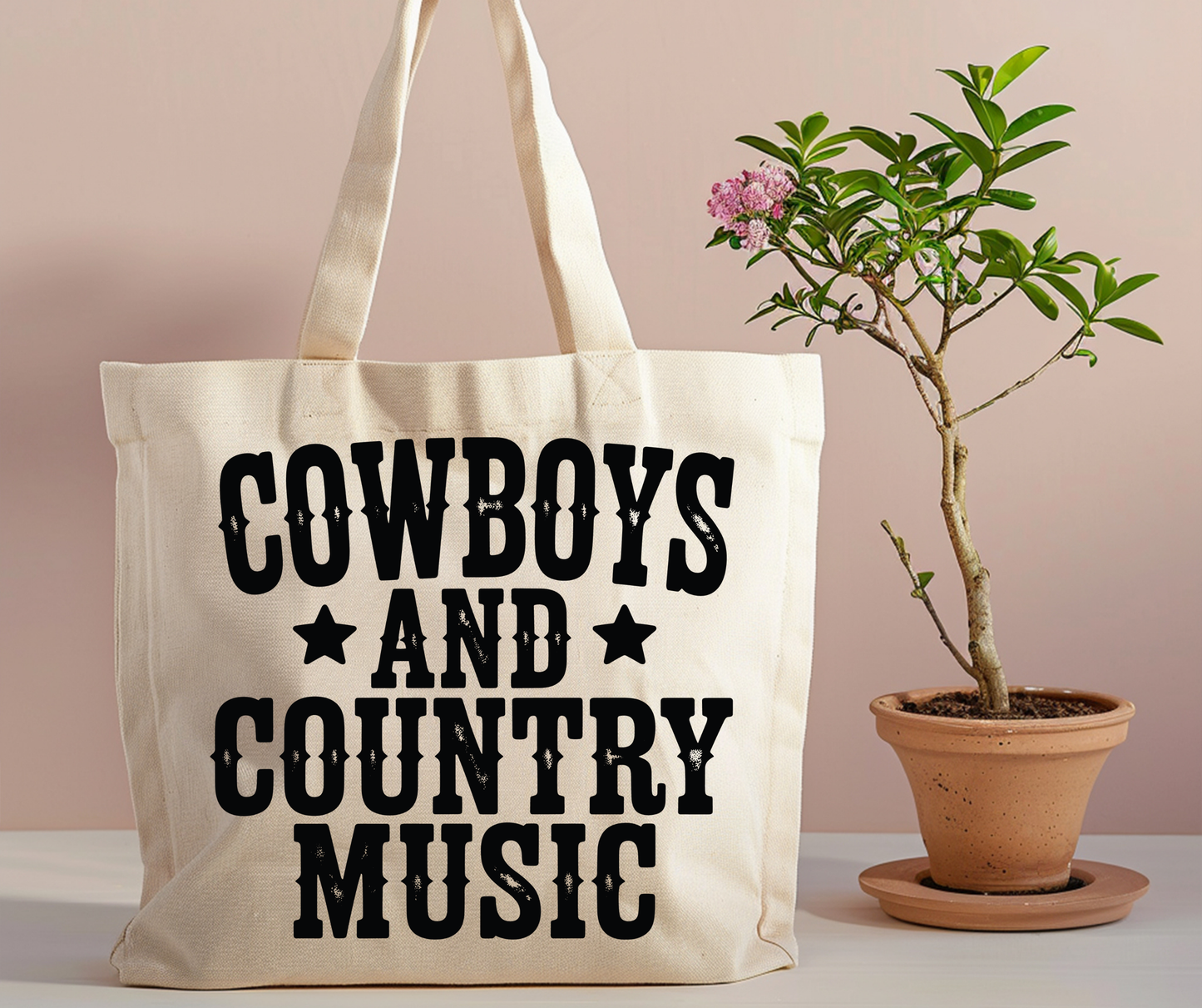 Cowboys and country music tote bag