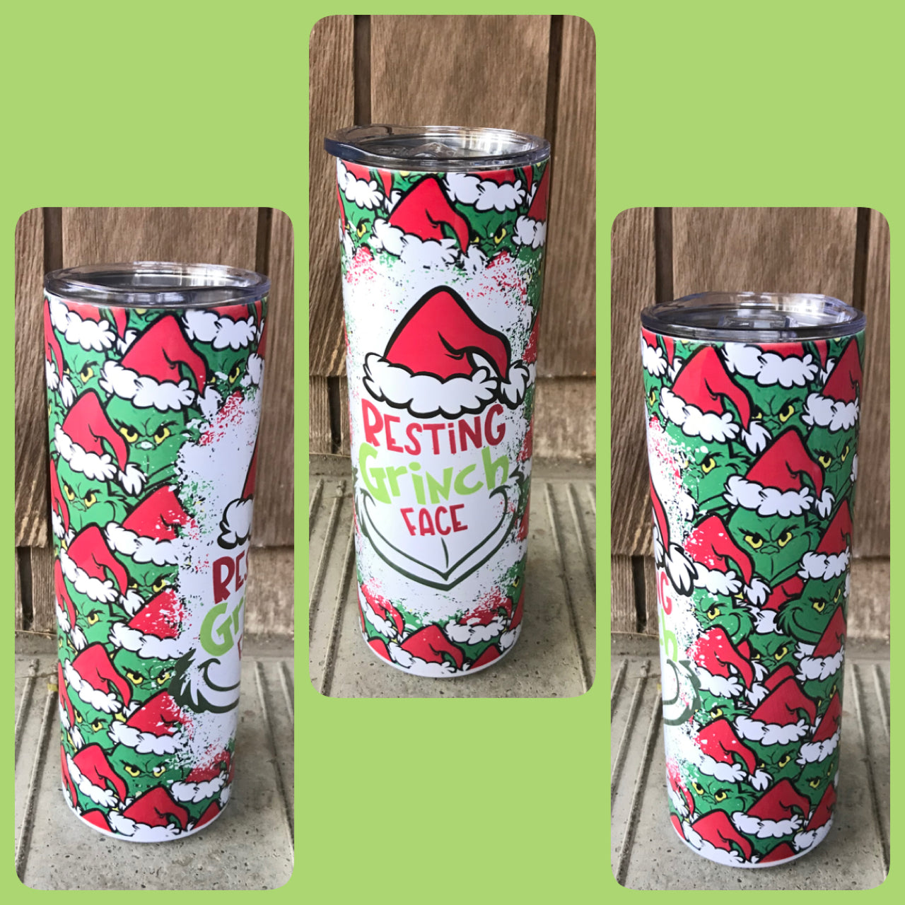 Resting grinch face tumbler