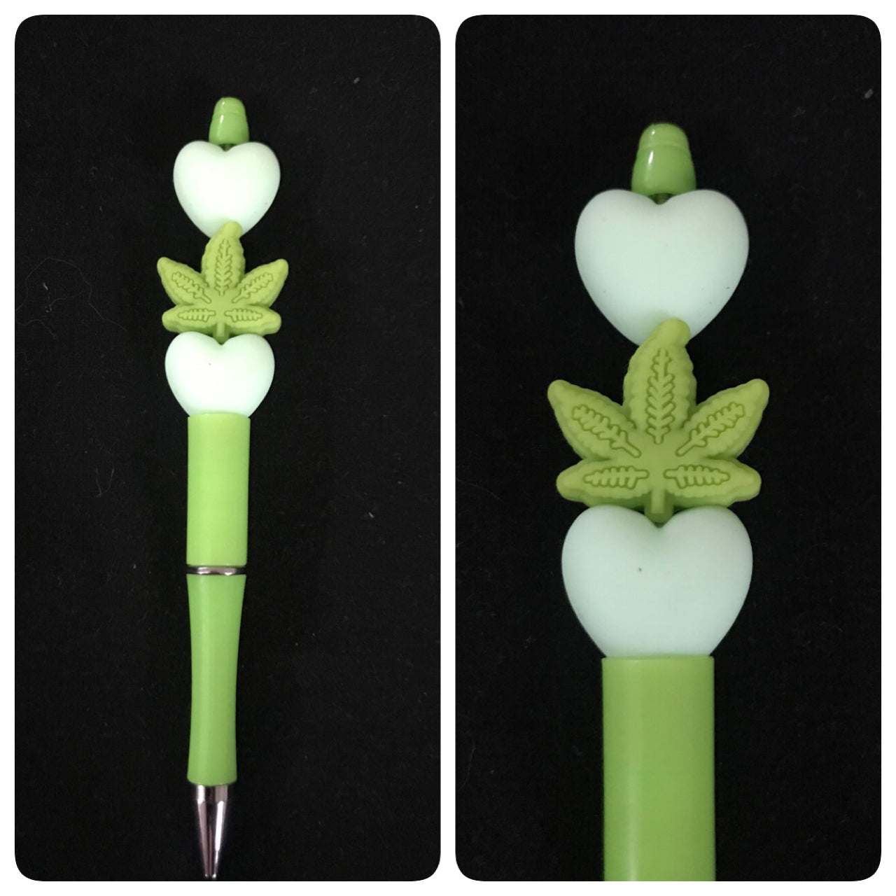 Pot leaf beaded pen