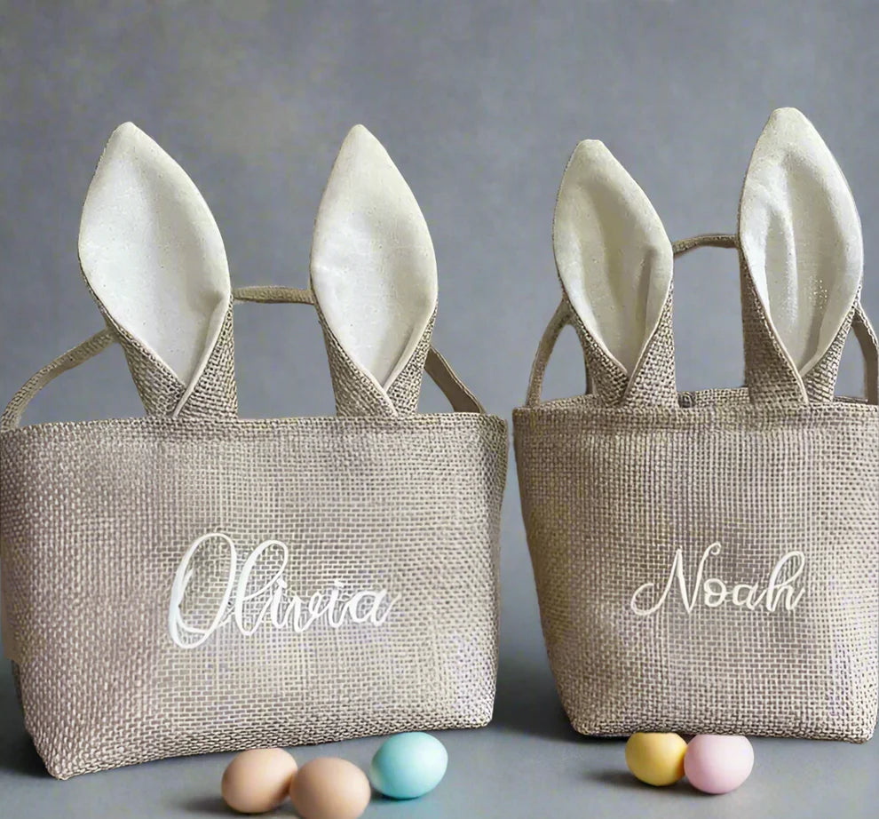 Linen burlap Easter basket