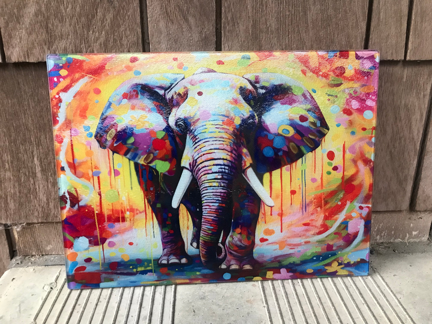 Painted elephant cutting board