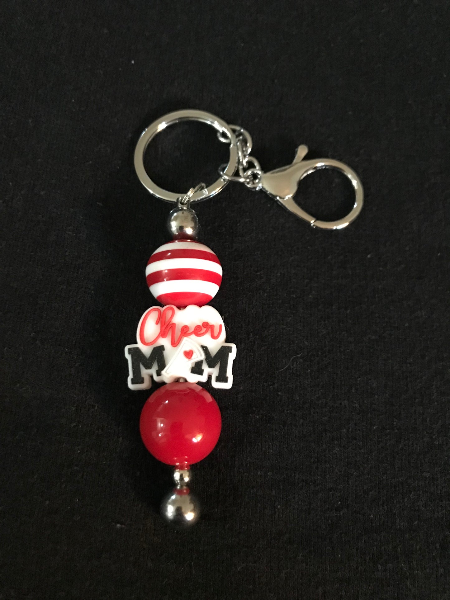 Cheer mom beaded keychain