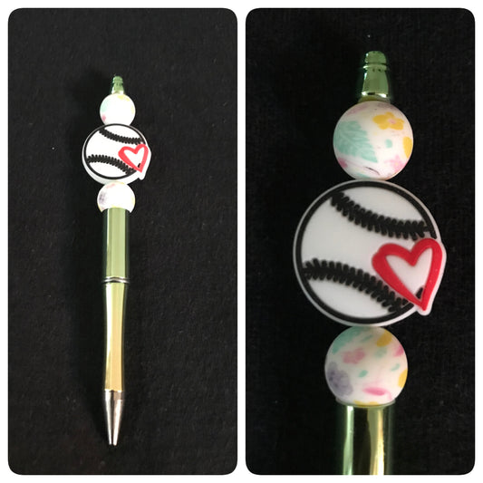 Baseball beaded pen