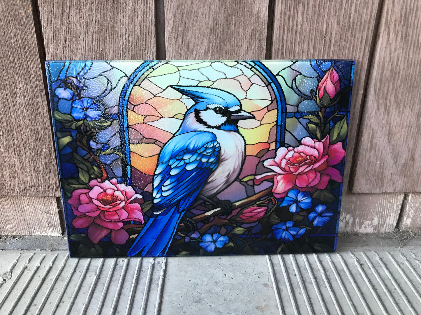 Blue Jay bird cutting board