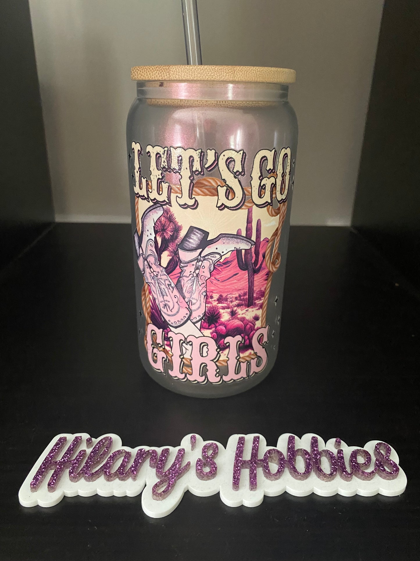 Let’s go girls glass tumbler