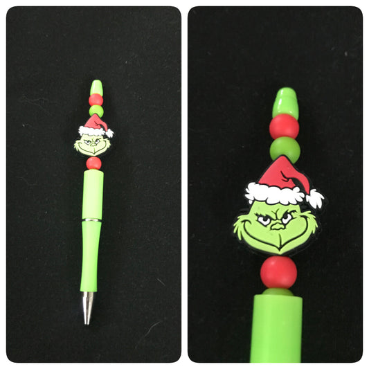 Grinch beaded pen