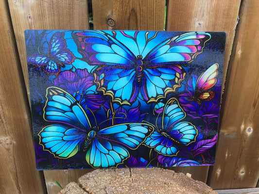 Blue/purple butterfly cutting board