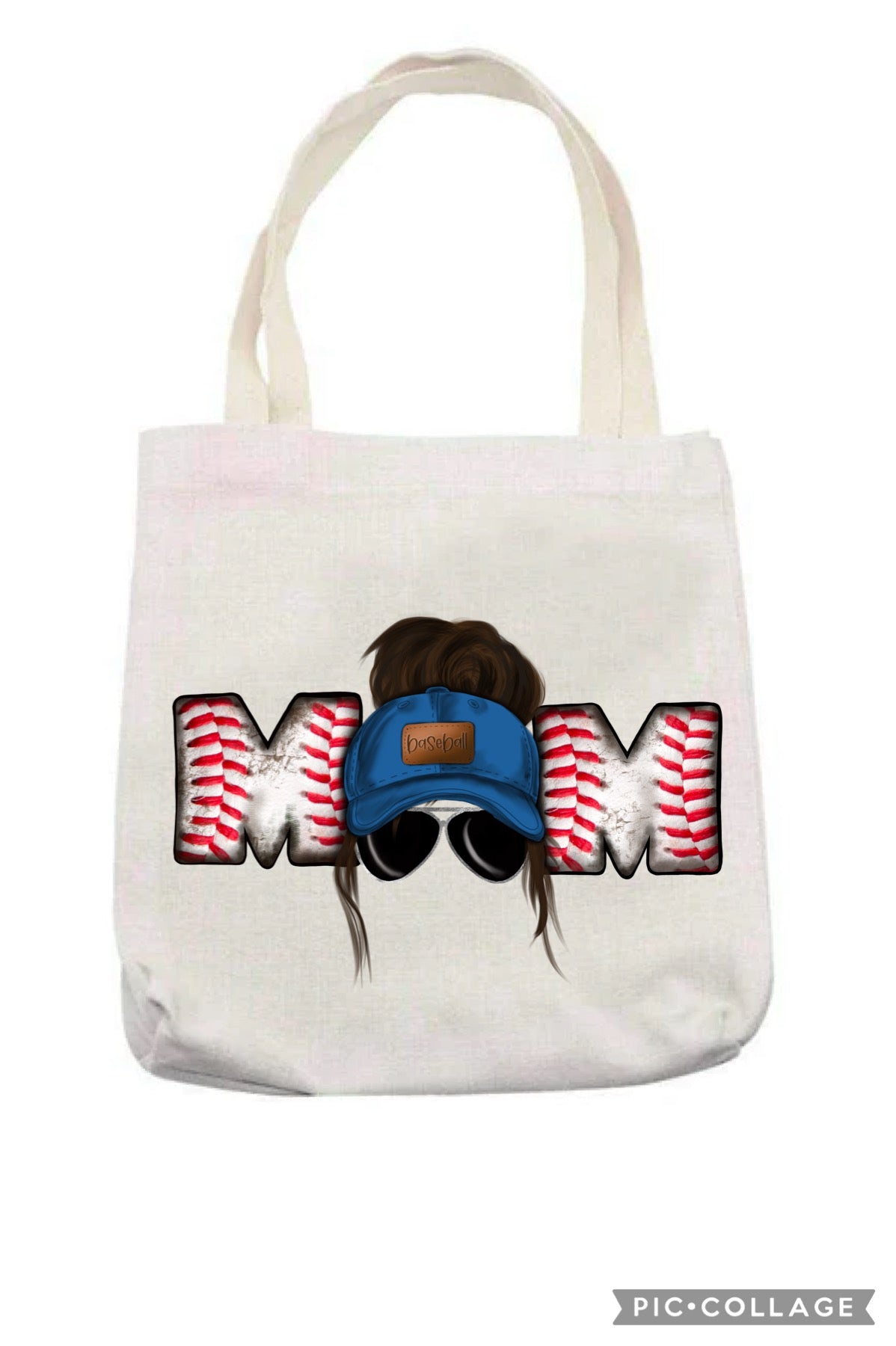 Baseball mom brunette tote bag