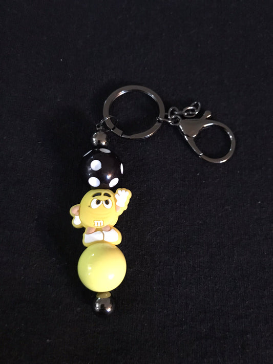 Yellow m & m beaded keychain