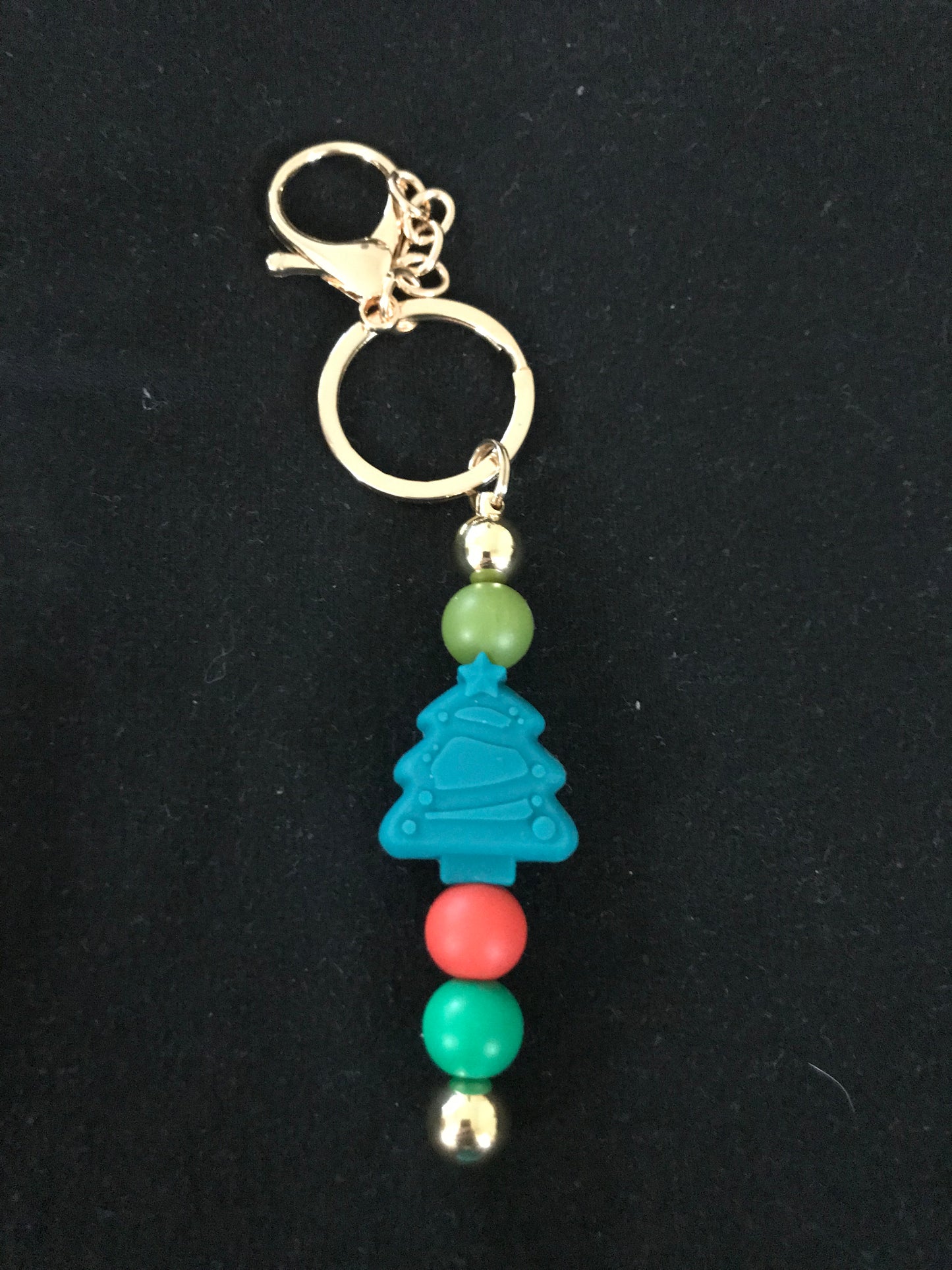 Christmas tree beaded keychain