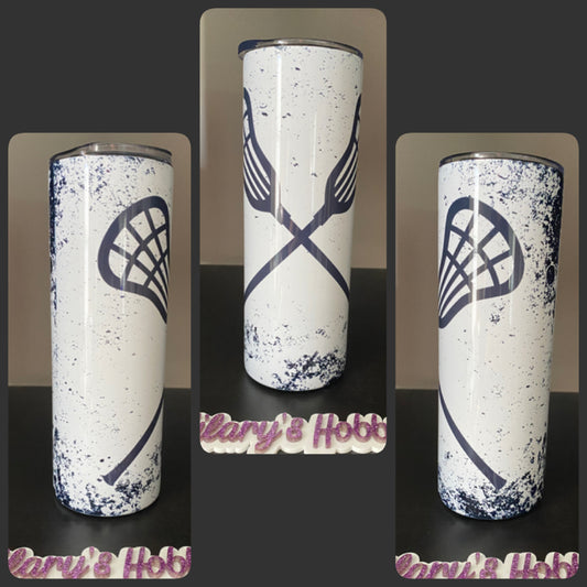 Black and white lacrosse tumbler