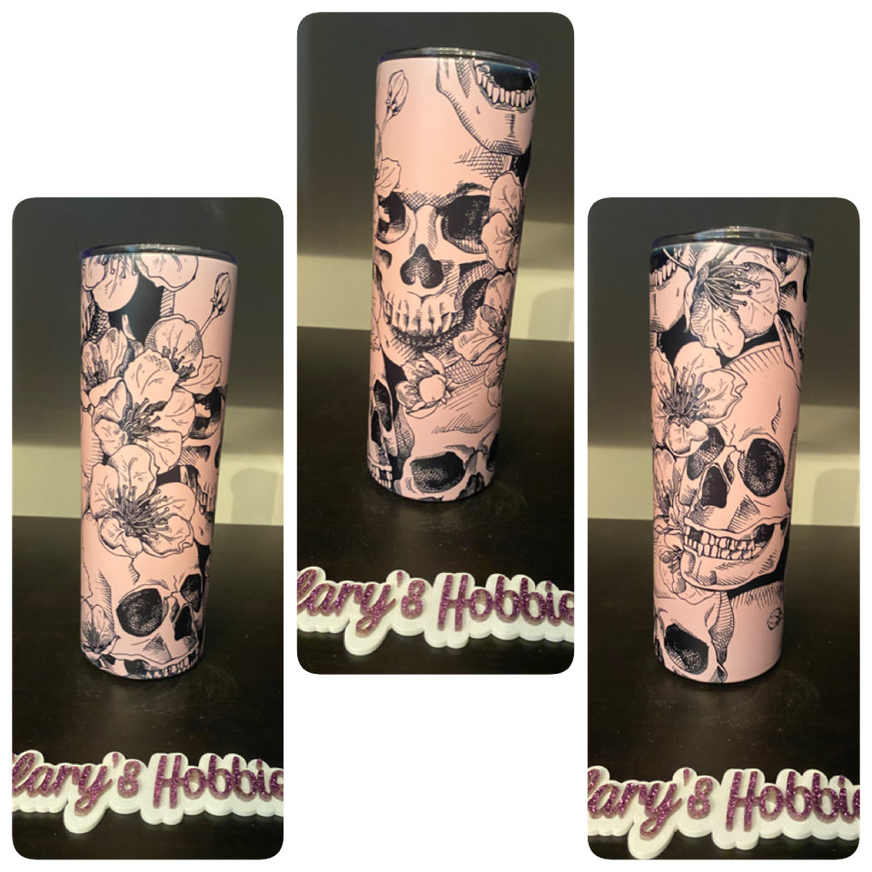 Light pink skull tumbler