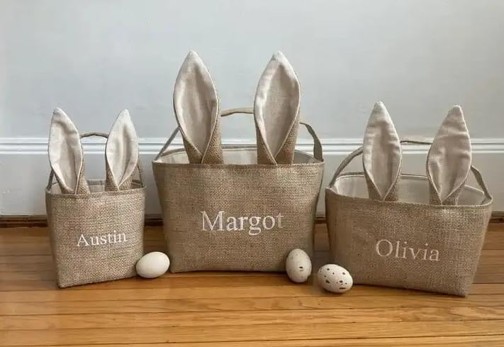 Linen burlap Easter basket