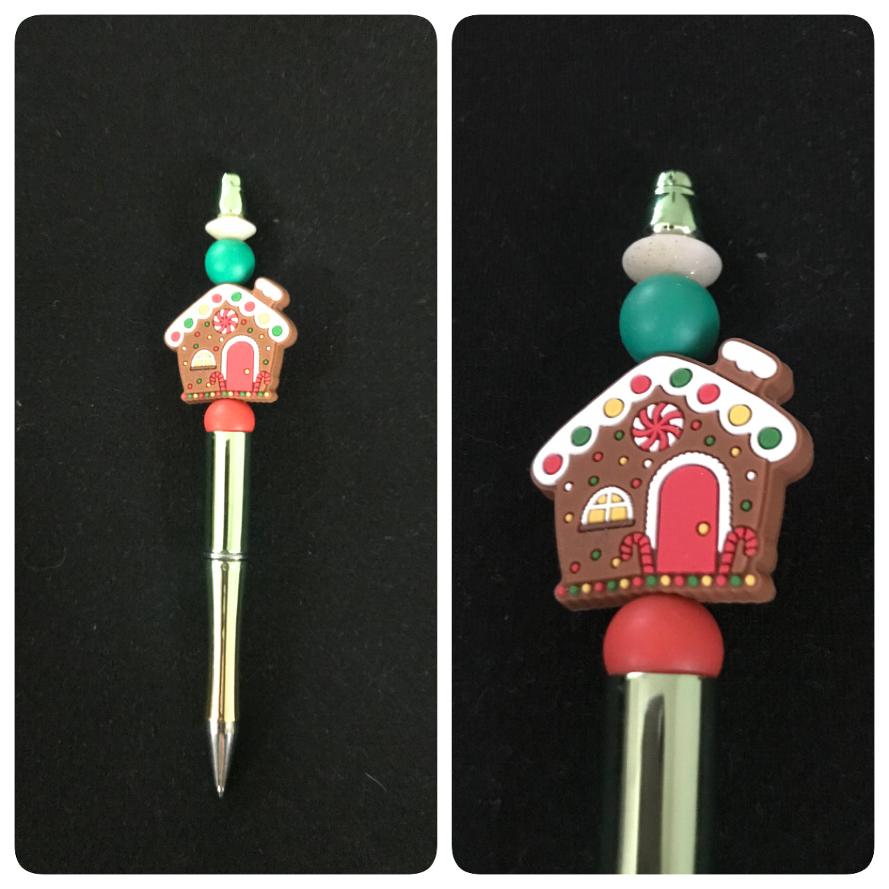 Gingerbread house beaded pen