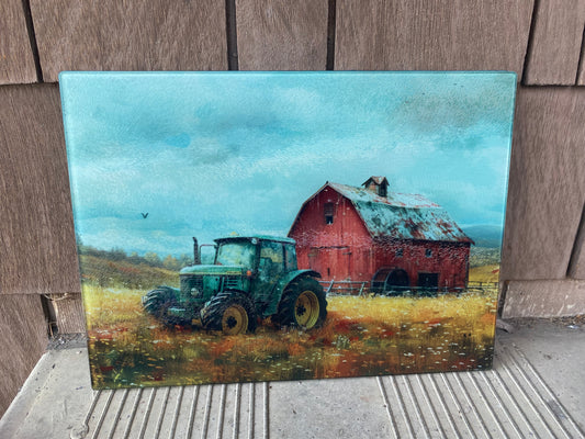 Tractor and barn
