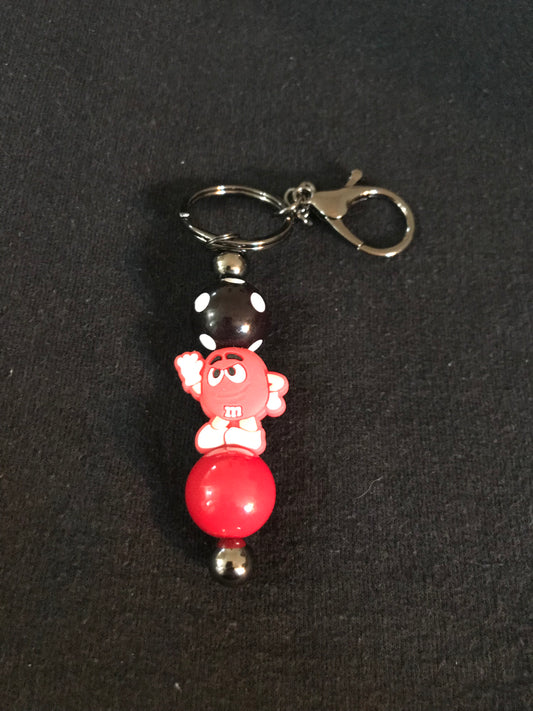 Red m & m beaded keychain