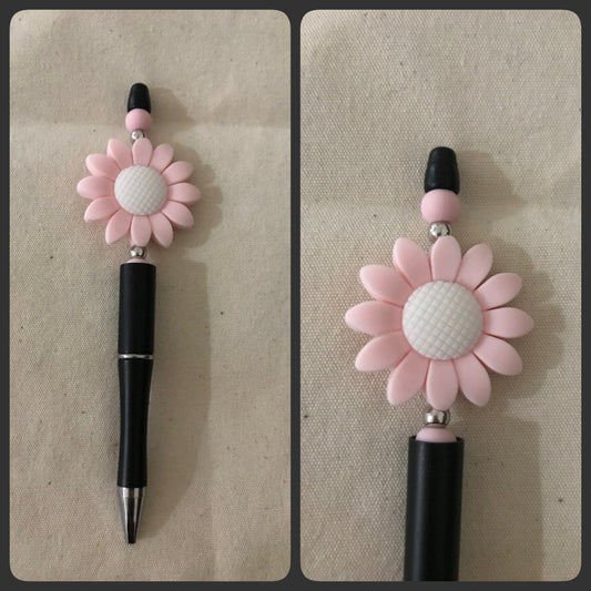 Pink flower beaded pen