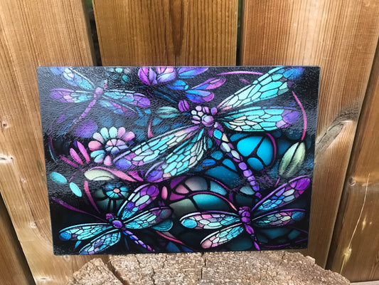 Purple dragonfly cutting board