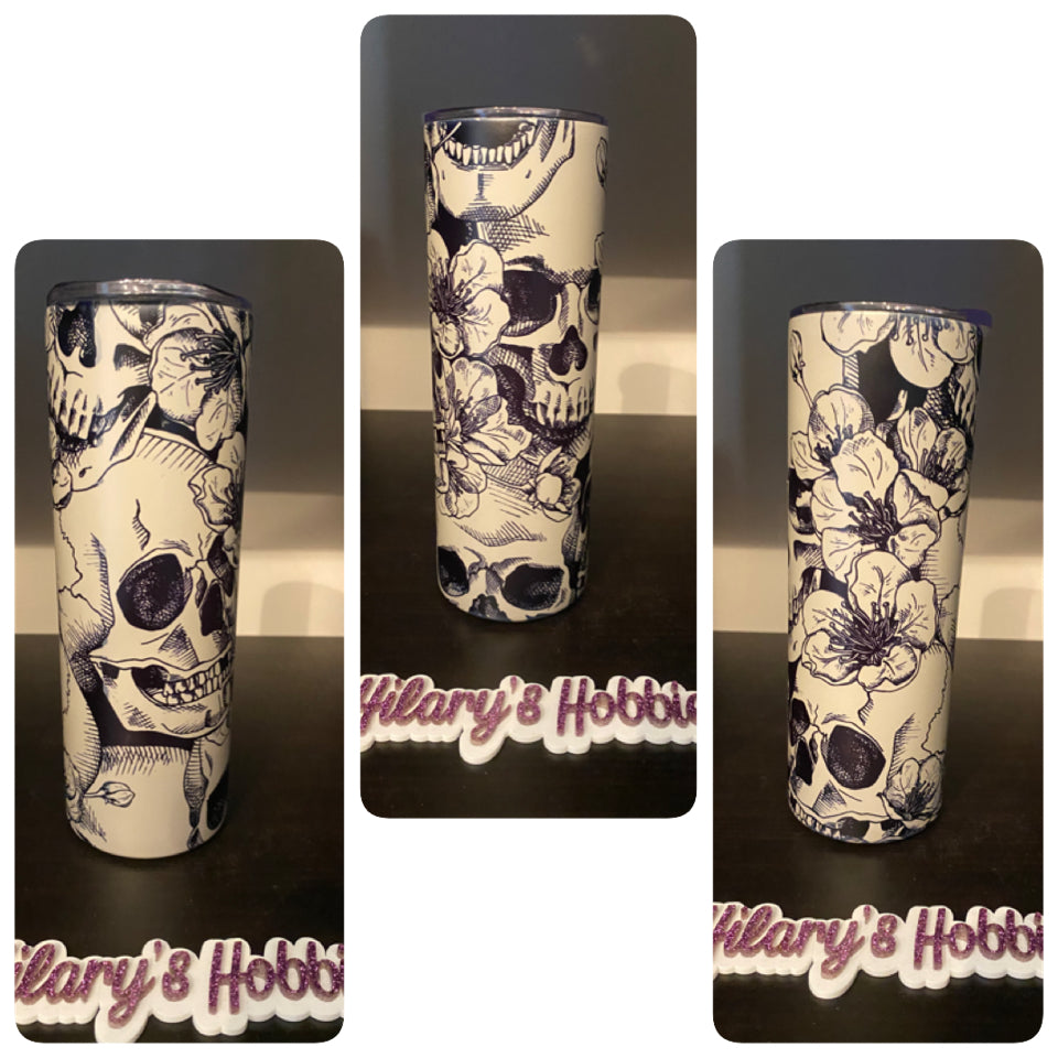 Grey skull tumbler