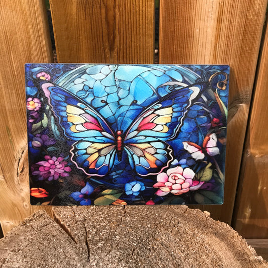 Blue butterfly cutting board