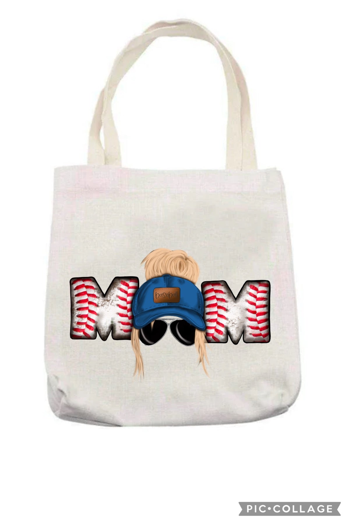 Baseball mom blonde tote bag