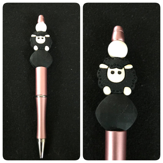 Black sheep beaded pen