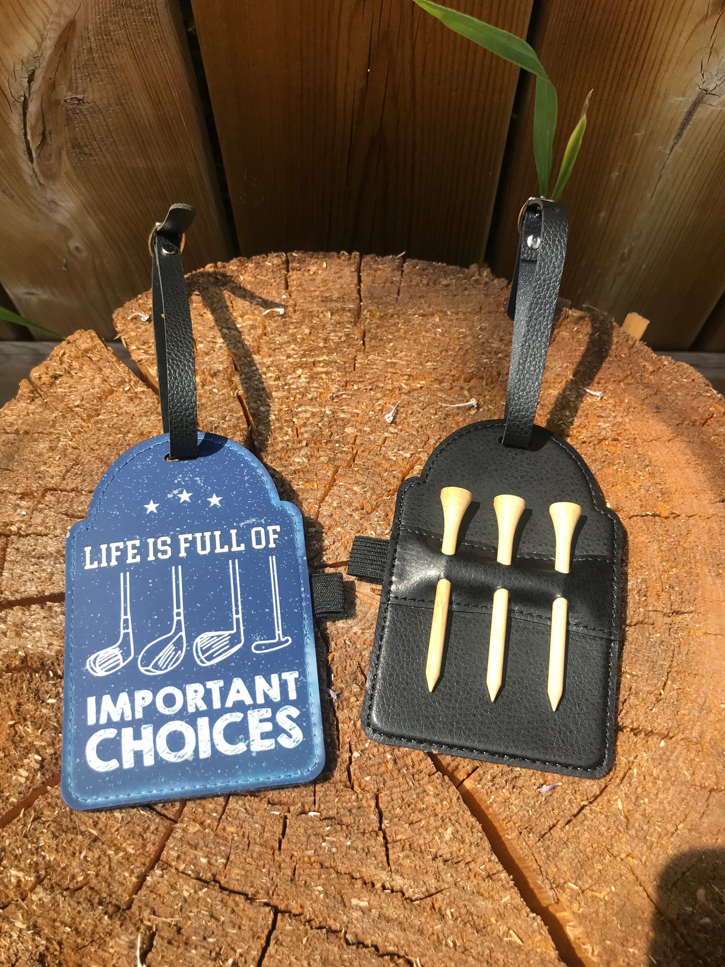 Golf Tee tag Life is full of choices blue