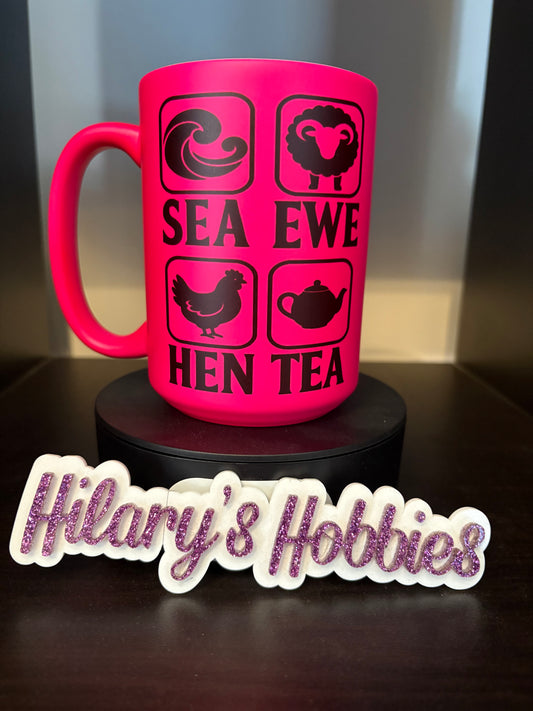 SEA EWE HEN TEA pink mug