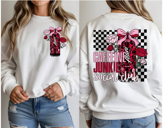 Alani Caffeine junkie social club sweatshirt and glass cup