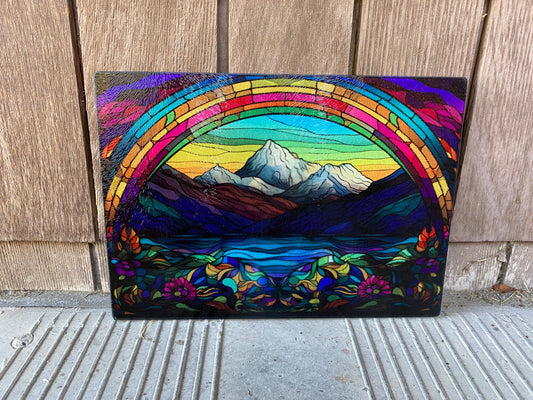 Mountain/rainbow cutting board