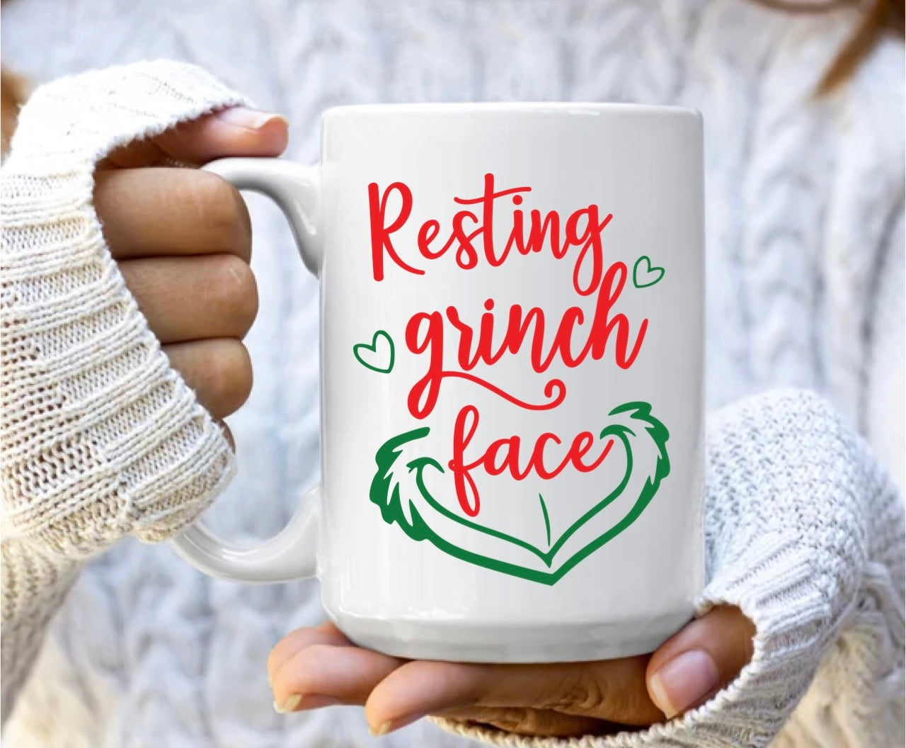 Resting grinch face mug