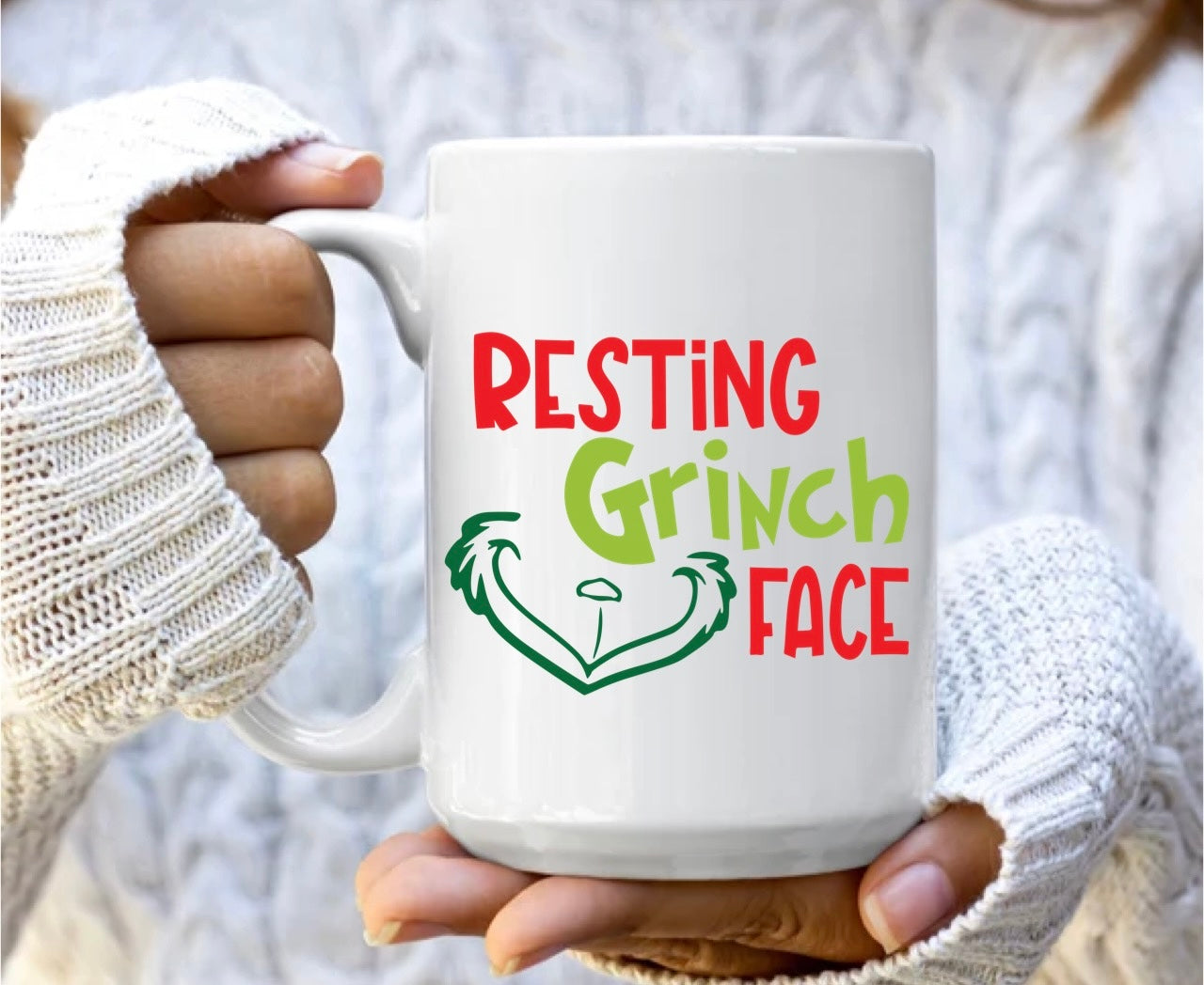 Resting grinch face mug