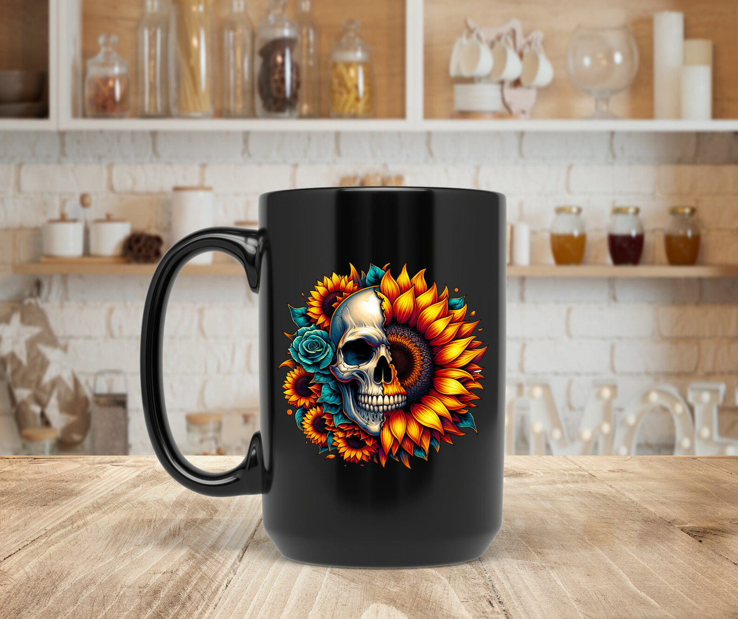 Skull and sunflower