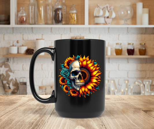 Skull and sunflower