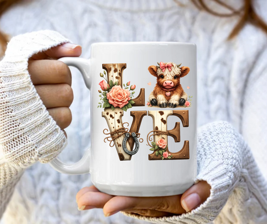 LOVE Highland Cow Mug