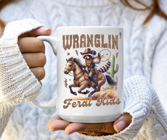 Wranglin feral kids western mug