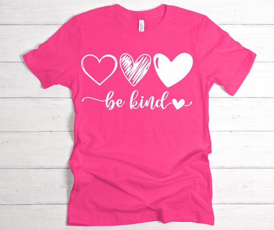 Be Kind with 3 hearts T shirt