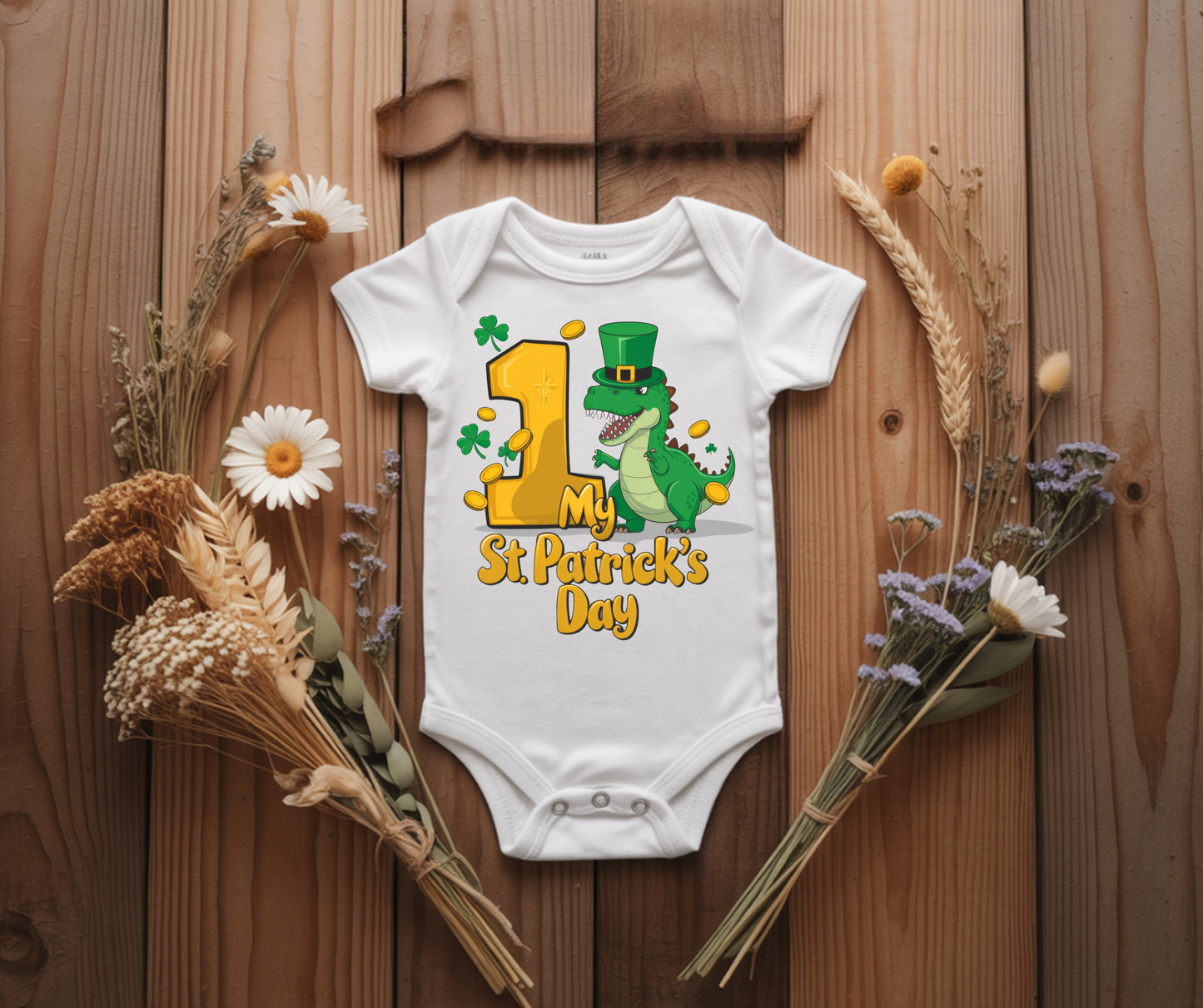 My 1st St. Patrick's Day Dino onesie