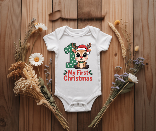 My 1st Christmas green polka dot onesie
