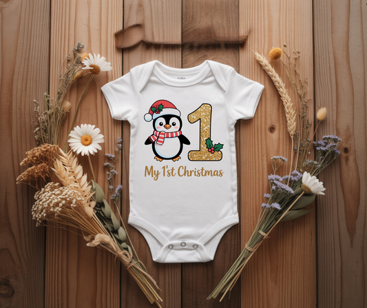 My 1st Christmas penguin onesie