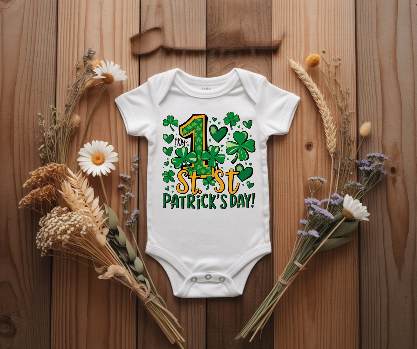 My 1st St. Patrick's Day clover onesie